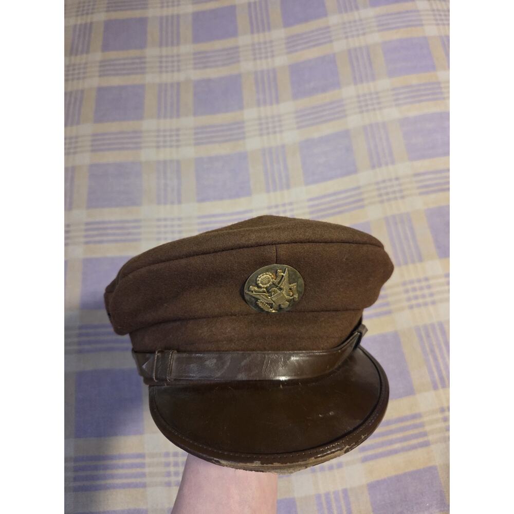 WWII US Wool Army Enlisted Man Service Visor Continental Hat Cap Co 30s 40s 50s